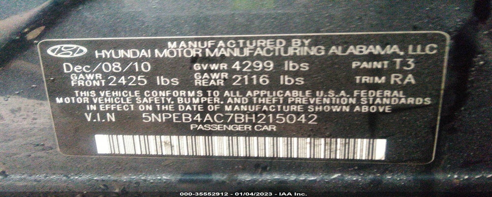 5NPEB4AC7BH215042 2011 HYUNDAI SONATA photo no. 9