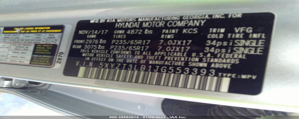 5XYZT3LB1JG553393 2018 HYUNDAI SANTA FE SPORT photo no. 9