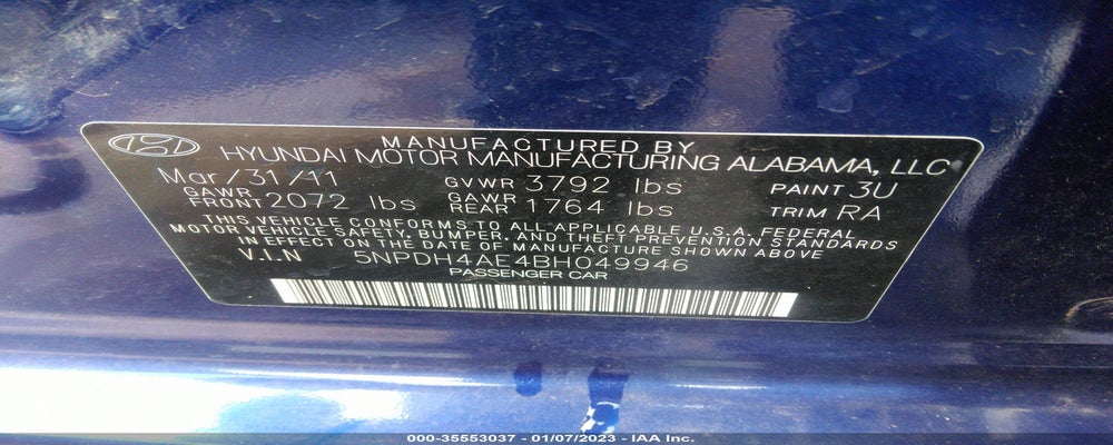 5NPDH4AE4BH049946 2011 HYUNDAI ELANTRA photo no. 9