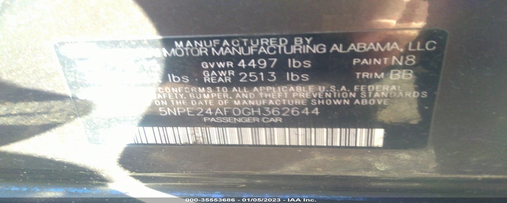 5NPE24AF0GH362644 2016 HYUNDAI SONATA photo no. 9