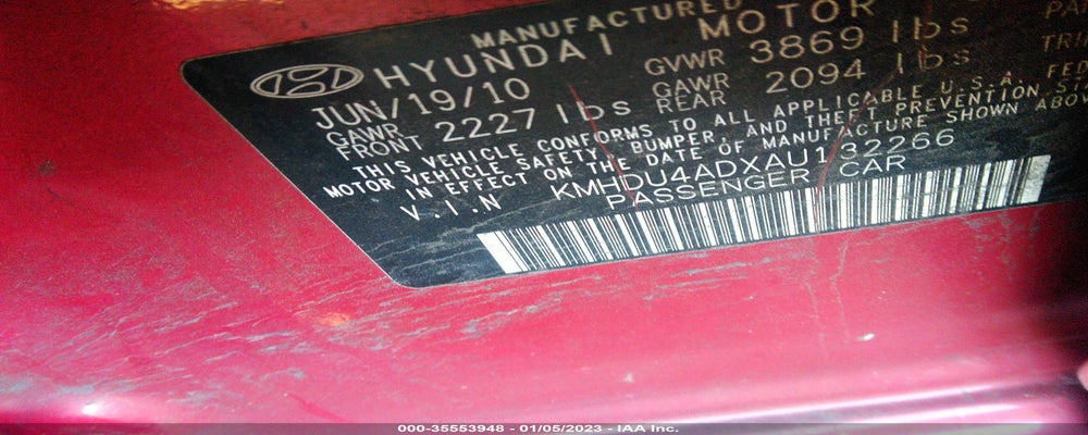KMHDU4ADXAU132266 2010 HYUNDAI ELANTRA photo no. 9
