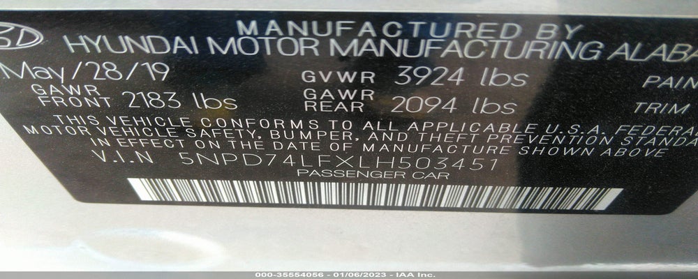 5NPD74LFXLH503451 2020 HYUNDAI ELANTRA photo no. 9