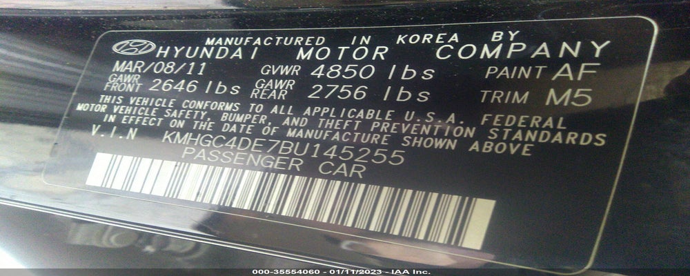 KMHGC4DE7BU145255 2011 HYUNDAI GENESIS photo no. 9
