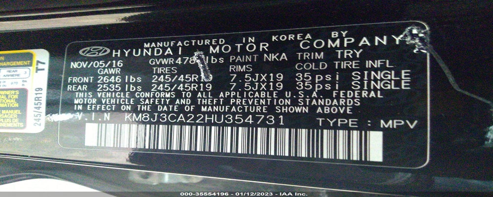 KM8J3CA22HU354731 2017 HYUNDAI TUCSON photo no. 9