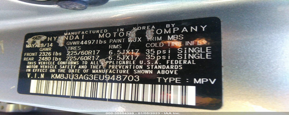 KM8JU3AG3EU948703 2014 HYUNDAI TUCSON photo no. 9