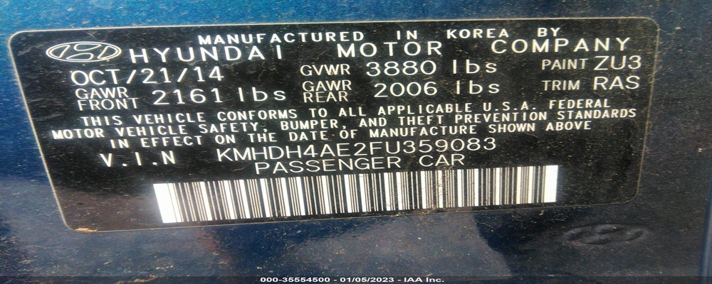 KMHDH4AE2FU359083 2015 HYUNDAI ELANTRA photo no. 9