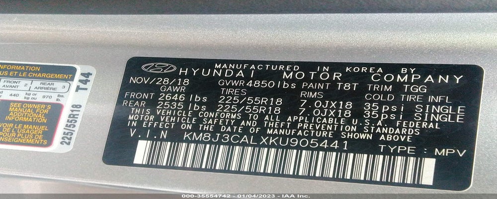 KM8J3CALXKU905441 2019 HYUNDAI TUCSON photo no. 9