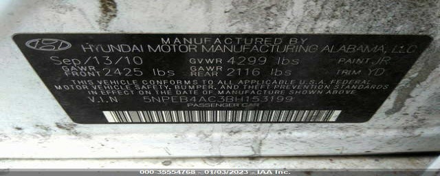 5NPEB4AC3BH153199 2011 HYUNDAI SONATA photo no. 9