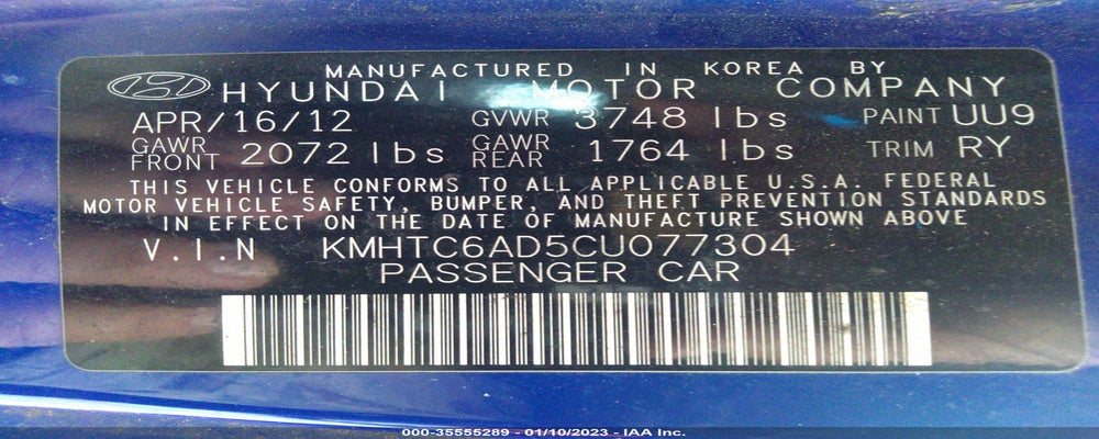 KMHTC6AD5CU077304 2012 HYUNDAI VELOSTER photo no. 9