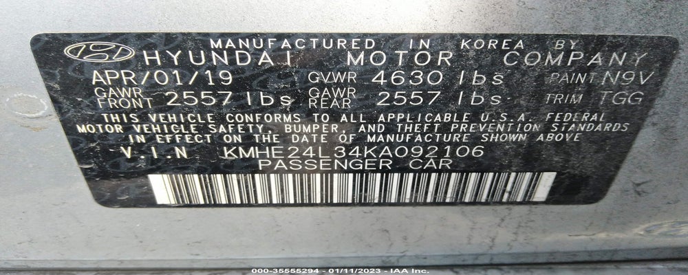 KMHE24L34KA092106 2019 HYUNDAI SONATA HYBRID photo no. 9