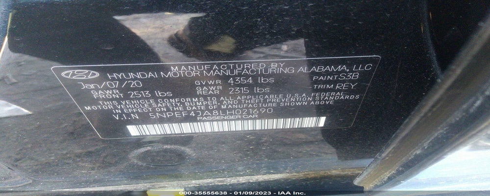 5NPEF4JA8LH021690 2020 HYUNDAI SONATA photo no. 9