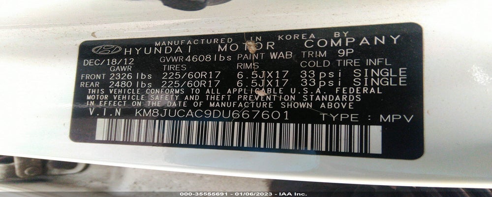 KM8JUCAC9DU667601 2013 HYUNDAI TUCSON photo no. 9