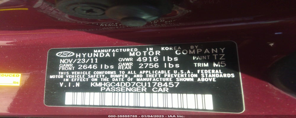KMHGC4DD7CU178457 2012 HYUNDAI GENESIS photo no. 9