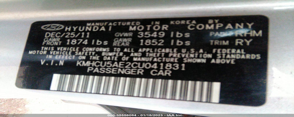 KMHCU5AE2CU041831 2012 HYUNDAI ACCENT photo no. 9