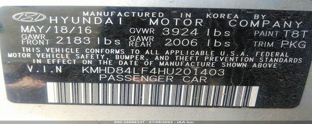 KMHD84LF4HU201403 2017 HYUNDAI ELANTRA photo no. 9