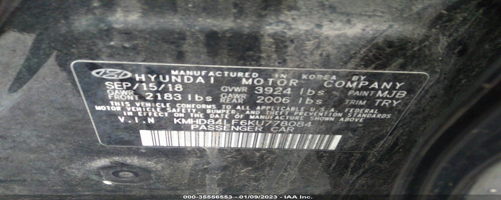 KMHD84LF6KU778084 2019 HYUNDAI ELANTRA photo no. 9