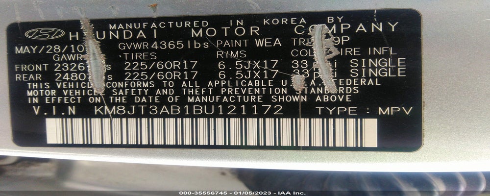 KM8JT3AB1BU121172 2011 HYUNDAI TUCSON photo no. 9