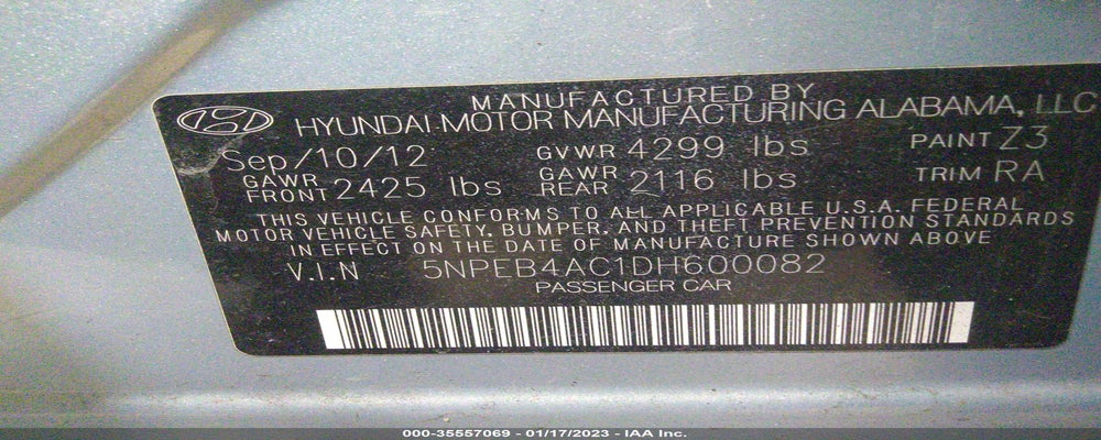 5NPEB4AC1DH600082 2013 HYUNDAI SONATA photo no. 9