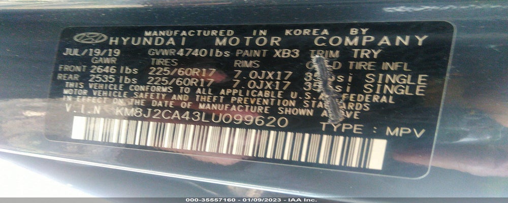 KM8J2CA43LU099620 2020 HYUNDAI TUCSON photo no. 9