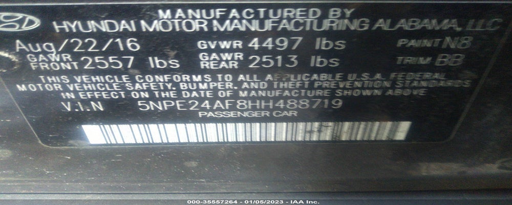 5NPE24AF8HH488719 2017 HYUNDAI SONATA photo no. 9