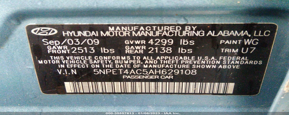 5NPET4AC5AH629108 2010 HYUNDAI SONATA photo no. 9