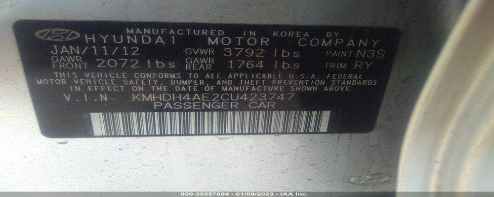 KMHDH4AE2CU423747 2012 HYUNDAI ELANTRA photo no. 9