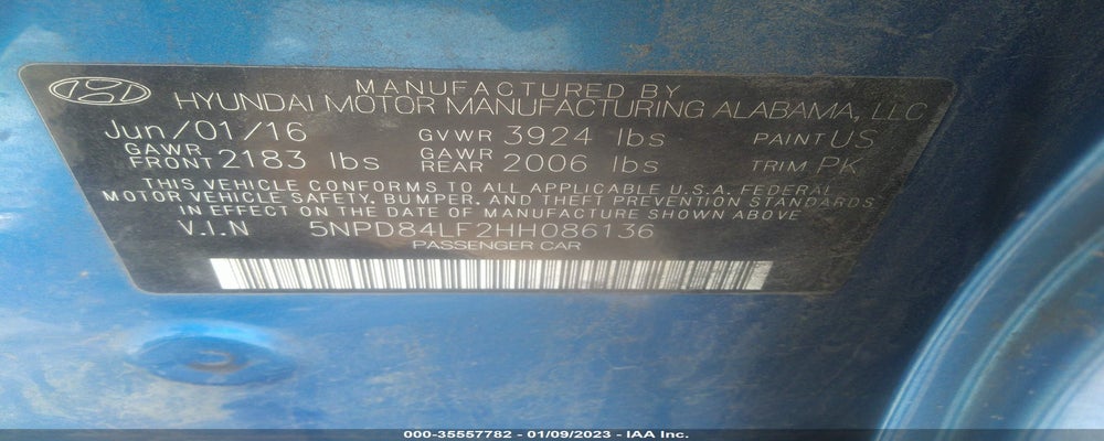 5NPD84LF2HH086136 2017 HYUNDAI ELANTRA photo no. 9