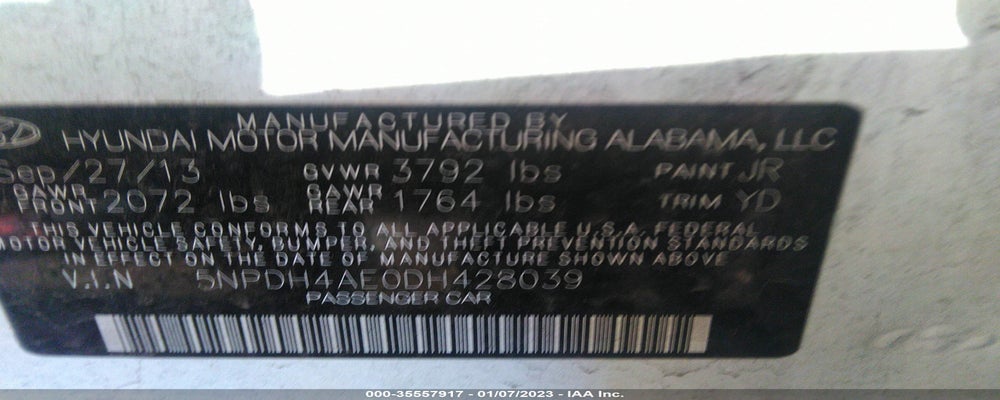 5NPDH4AE0DH428039 2013 HYUNDAI ELANTRA photo no. 9