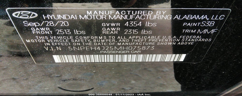 5NPEH4J25MH075873 2021 HYUNDAI SONATA photo no. 9