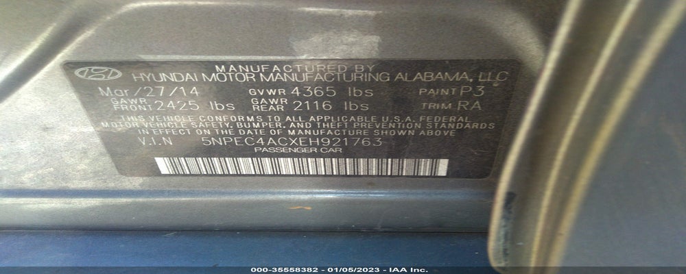 5NPEC4ACXEH921763 2014 HYUNDAI SONATA photo no. 9