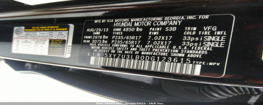 5XYZU3LB0DG123615 2013 HYUNDAI SANTA FE photo no. 9