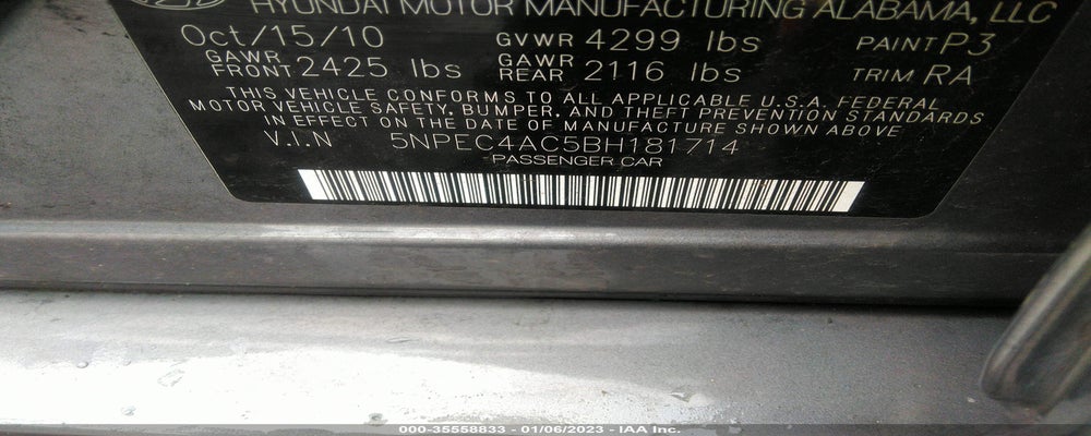 5NPEC4AC5BH181714 2011 HYUNDAI SONATA photo no. 9