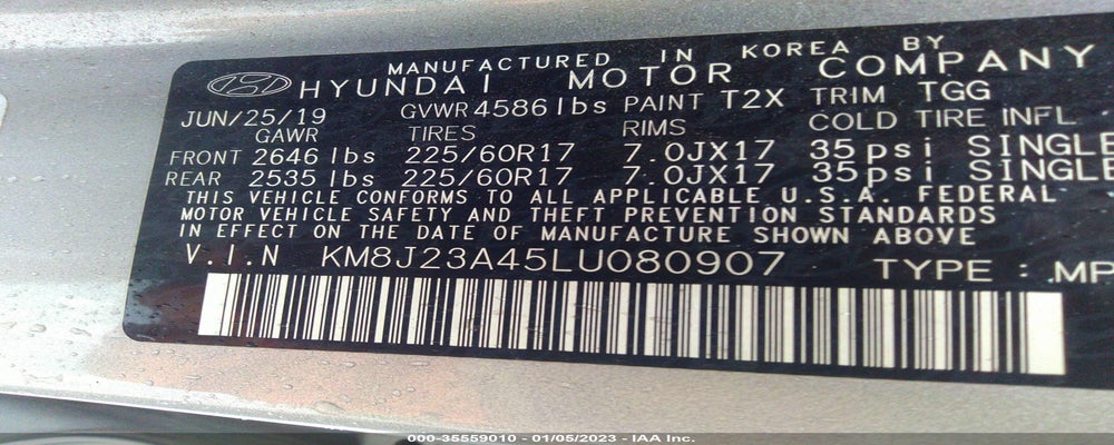 KM8J23A45LU080907 2020 HYUNDAI TUCSON photo no. 9