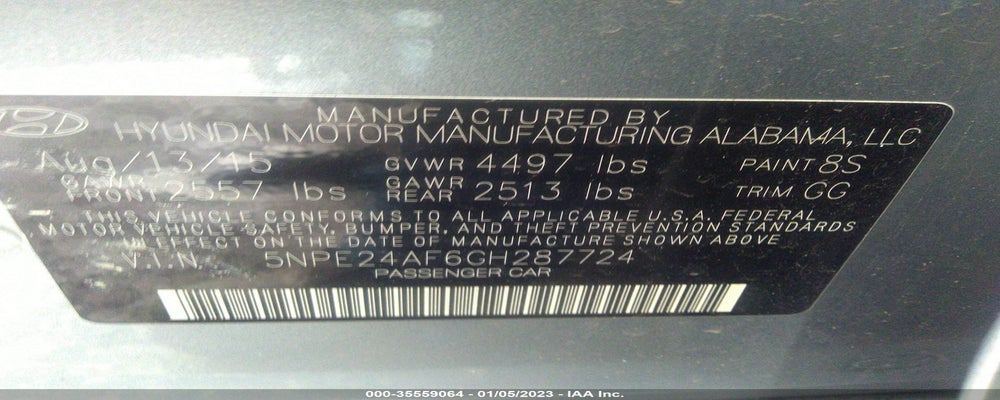 5NPE24AF6GH287724 2016 HYUNDAI SONATA photo no. 9