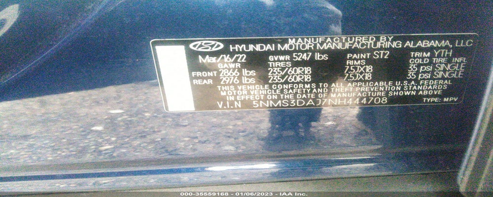5NMS3DAJ7NH444708 2022 HYUNDAI SANTA FE photo no. 9