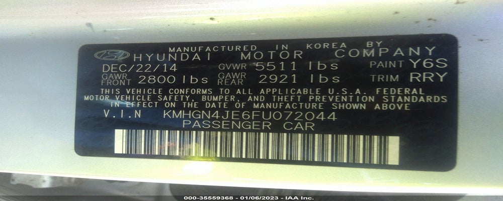 KMHGN4JE6FU072044 2015 HYUNDAI GENESIS photo no. 9