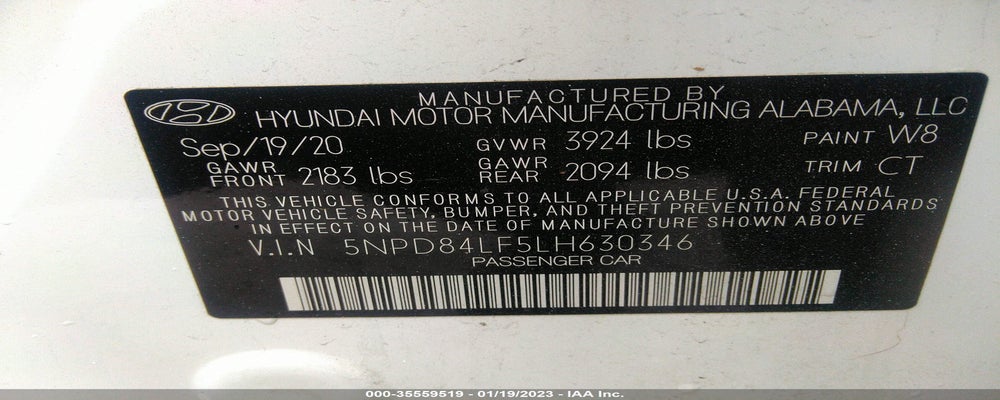 5NPD84LF5LH630346 2020 HYUNDAI ELANTRA photo no. 9