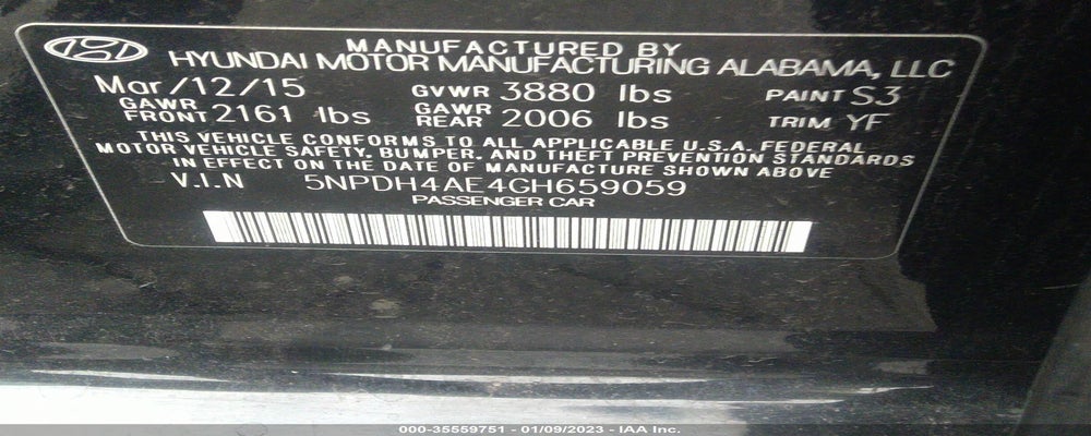 5NPDH4AE4GH659059 2016 HYUNDAI ELANTRA photo no. 9