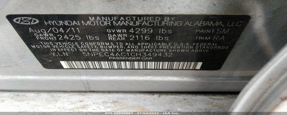 5NPEC4AC1CH349432 2012 HYUNDAI SONATA photo no. 9