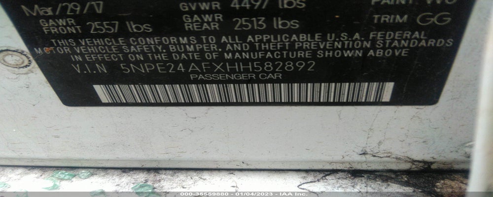 5NPE24AFXHH582892 2017 HYUNDAI SONATA photo no. 9