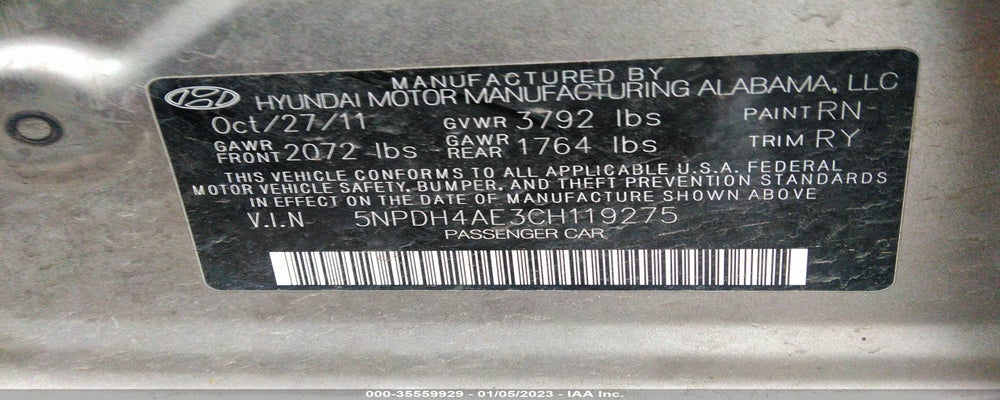5NPDH4AE3CH119275 2012 HYUNDAI ELANTRA photo no. 9