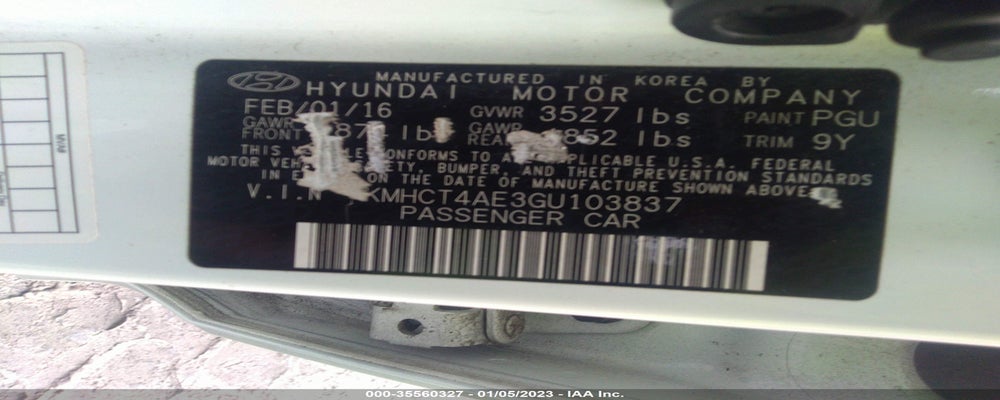 KMHCT4AE3GU103837 2016 HYUNDAI ACCENT photo no. 9