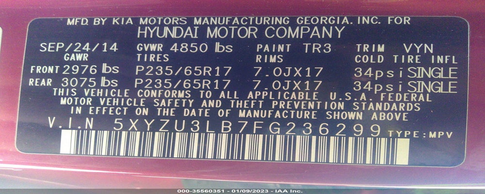 5XYZU3LB7FG236299 2015 HYUNDAI SANTA FE SPORT photo no. 9