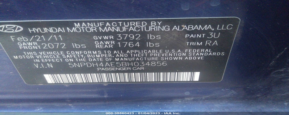 5NPDH4AE5BH034856 2011 HYUNDAI ELANTRA photo no. 9