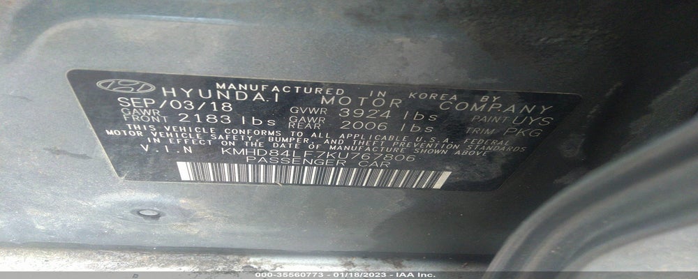 KMHD84LF7KU767806 2019 HYUNDAI ELANTRA photo no. 9