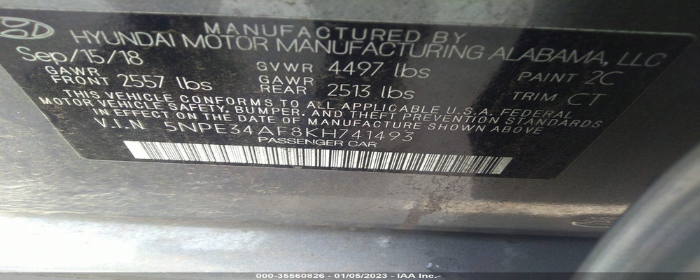 5NPE34AF8KH741493 2019 HYUNDAI SONATA photo no. 9