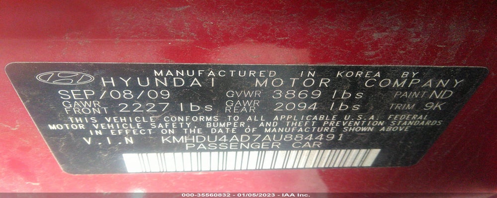 KMHDU4AD7AU884491 2010 HYUNDAI ELANTRA photo no. 9
