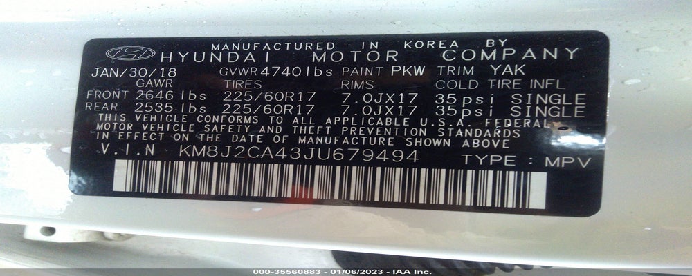 KM8J2CA43JU679494 2018 HYUNDAI TUCSON photo no. 9