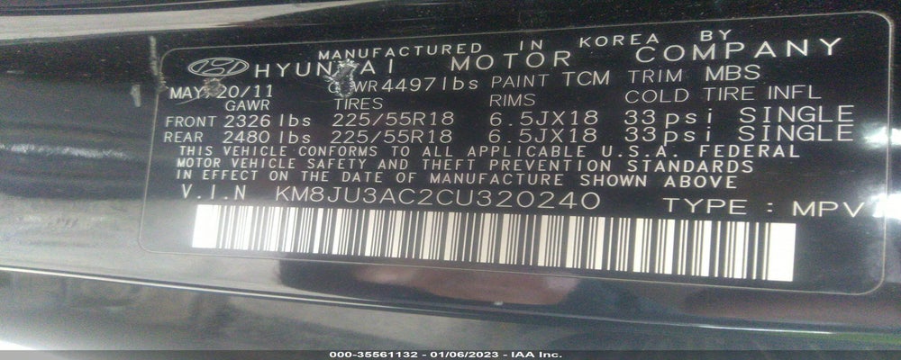 KM8JU3AC2CU320240 2012 HYUNDAI TUCSON photo no. 9