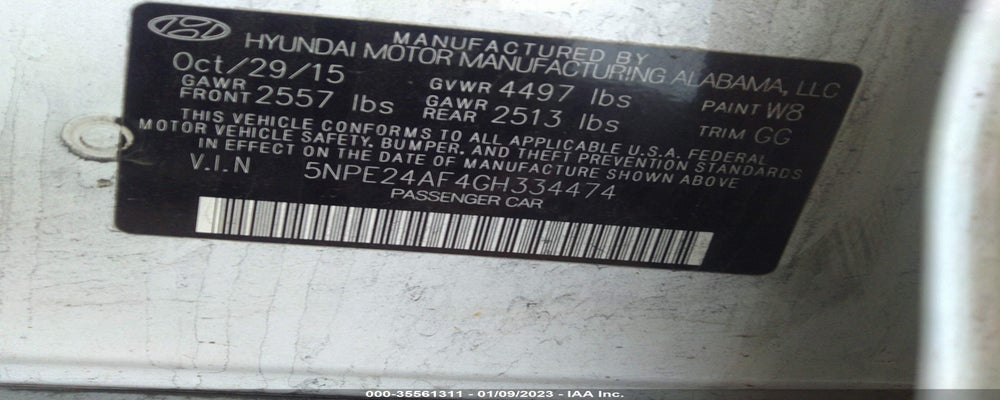 5NPE24AF4GH334474 2016 HYUNDAI SONATA photo no. 9